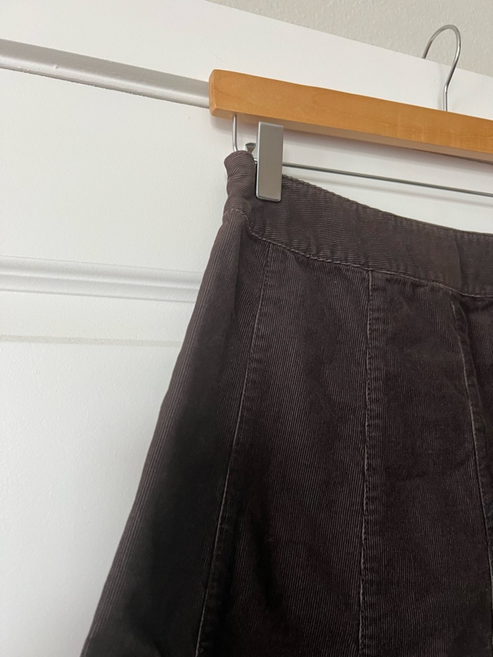 Ann Taylor Petites Corduroy Skirt 0P Brown Embroidered A-Line 100% Cotton - Picture 10 of 14